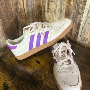 Adidas Beige and Purple Sneakers
